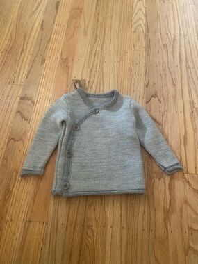 Disana Neutral Gray Baby Knit Button-Front Jacket 6-12 months 100 % wool